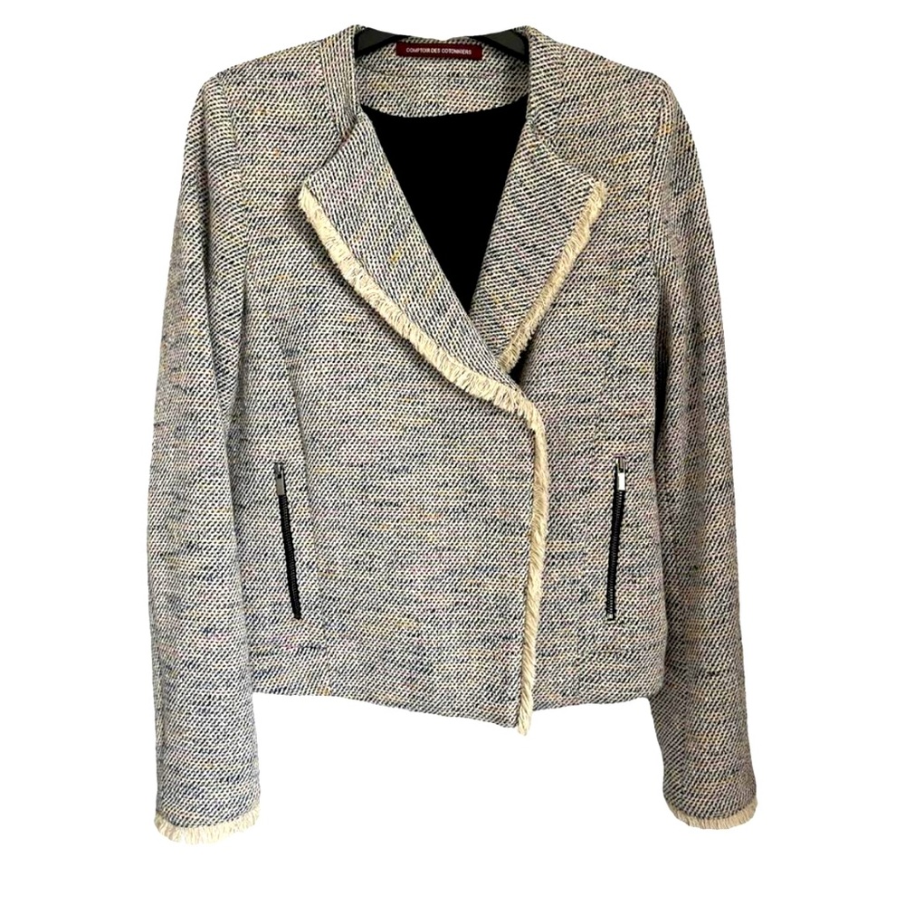 Comptoir Des Cotonniers Marled Tweed Moto Zip Blazer Jacket - Size XS